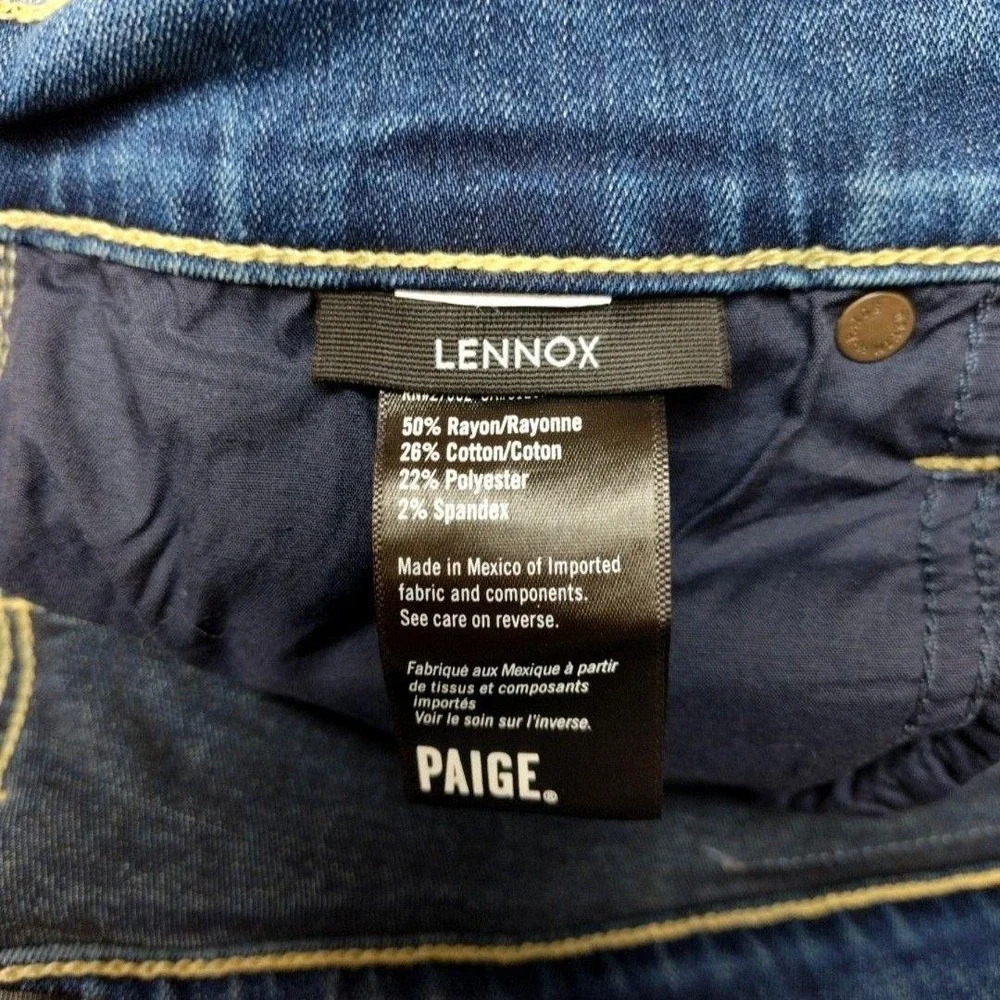 Paige Jeans Mens 33x33 Blue Lennox Straight Medium Wash Stretch Denim 5-Pocket